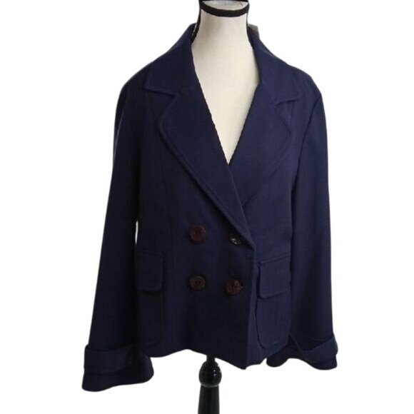 George Pea Coat Navy Blue Relaxed Fit Classic Style Lined Womens Plus Size 16 - Picture 1 of 8
